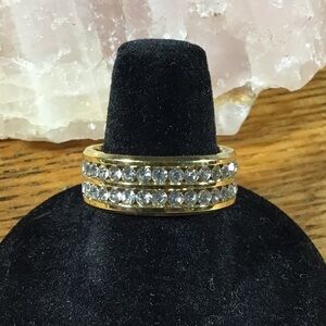 Gold Filled Double Row Cubic Zirconia Band Ring